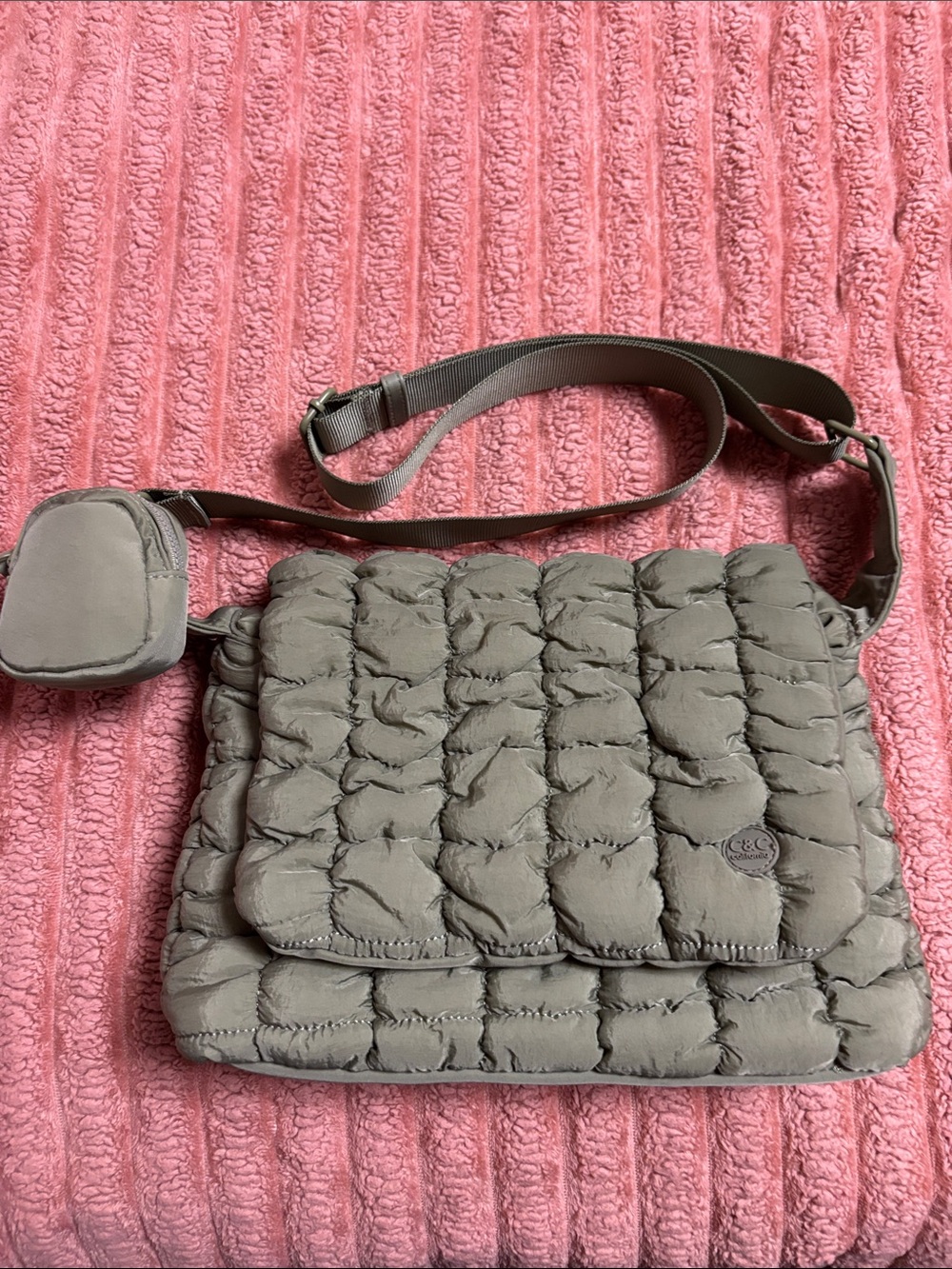 C&C California Quilted Olive Crossbody with Removable Pouch